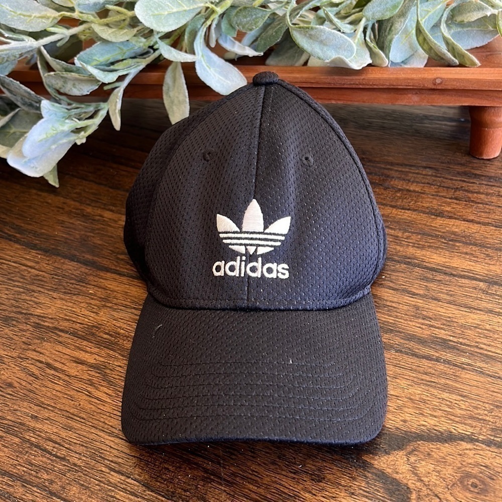 Adidas Black Baseball Cap Flex Sz L\XL Stretch Logo Embroidered